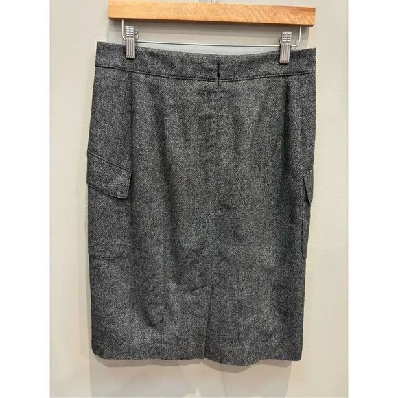 Ann Taylor 6 charcoal lined safari style wool blend (40) cargo pockets pencil sk - Picture 2 of 5